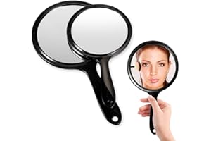 QESSUVNC Doppelseitiger Handspiegel 2 Stück Handspiegel Vergrößerung Spiegel Kosmetikspiegel Kosmetikspiegel Vergrößerung Spiegel ，Beauty Handspiegel Friseursalon Kosmetikspiegel (schwarz 2 Stück)