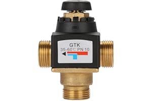 REGUN Vanne de Mélange D'eau Thermostatique, Vanne de Mélange D'eau en Laiton DN20 à Filetage Externe à Trois Voies pour Valve de Chauffe-eau Solaire ou Adaptée au Chauffage Par Le Sol