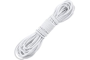 TEAAHA Cordon en Caoutchouc Blanc, 3 mm x 10 m, Rond, Très Élastique, pour Tente, Sac à Dos, Intérieur, Voyage, Fêtes