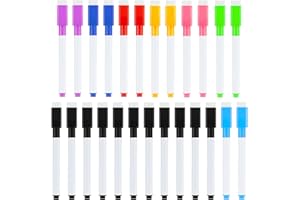 Mooshy Markery do tablic suchościeralnych, 25 sztuk, 8 kolorów, zmywalne, magnetyczne, z cienką końcówką i gumką do ścierania, dla dzieci, przyborów szkolnych, biura, rodziny