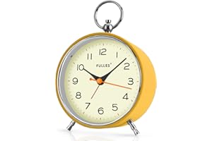 Generico TENOCK Sveglia Analogica Per Camera Da Letto Senza Ticchettio Con Luce Notturna Snooze 4.3'' Sveglia Rotonda Retrò A Batteria Per Camera Da Letto Soggiorno Per Bambini Giallo (Giallo)