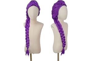GENERIC Rum-i Purple Wig with Thick Braid, Kpo-p Demons Hunters Zoe Wig for Stage Halloween Costume Outfit Party, Rum-is Halloween Costume Hair Accessories Cosplay Props