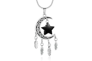 MINICREMATION Collana con urna cremazione per ceneri luna e stella acchiappasogni cremazione gioielli ceneri ciondolo ricordo per animali umani