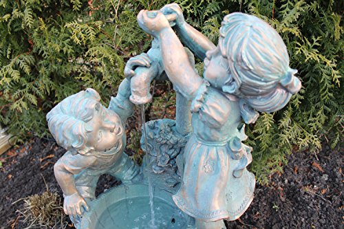 Springbrunnen Junge Mädchen mit LED-Beleuchtung Gartenbrunnen Zierbrunnen Wasserspiel - 3