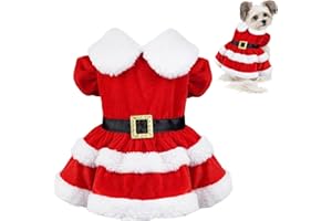 CHONGQILAO Dog Costume Christmas, Dog Christmas Costume, Red Christmas Costume Dog, Pet Christmas Costume Size M, Christmas Clothes Dog, Christmas Outfit Dog for Small Medium Dogs