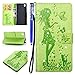 Produktbild EUWLY Glitzer Blume Schutzhülle für [Sony Xperia L1], Brieftasche Hülle Leder Tasche Flip Handyhülle für Sony Xperia L1, Sony Xperia L1 Mädchen Schmetterling Blumen Niedlich Katze Muster Luxus Kristall Glitzer Diamant Strass Lederhülle Ledertasche Handytasche Folio Klapphülle Flip Case mit Kartenfächer Standfunktion für Sony Xperia L1 + Blau Eingabestift Stylus Touch Pen-Mädchen Katze,Grün