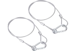 PATIKIL Cavo di Sicurezza in Acciaio Inossidabile 23,6"/60cm, 2pz 2,5mm Sicurezza Flessibile Cavo Lucchetto a Doppio Ring con Ganci per Illuminazione Palco Bagagli, Argento