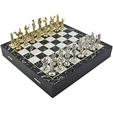 GiftHome B&uuml;y&uuml;k Boy Metal Mısır Satran&ccedil; Tk. Parlak ve Mermer Desenli Sandıklı MDF Tahtası(36X36X6 cm.)