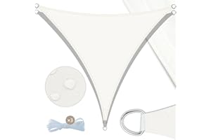 AMAZON BRAND - UMI UMI Toldo Vela de Sombra 4x4x4m Triangular Impermeable Protección Rayos UV Toldos Exterior Terraza para Patio Jardín- Crema