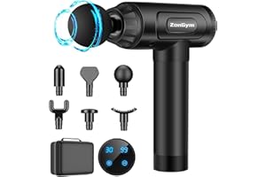 ZonGym Massage Gun Deep Tissue, Percussion Muscle Massager, Quiet Hand Massager for Muscle Neck Back Shoulder Pain Relief, LCD Touch Screen with 6 Heads