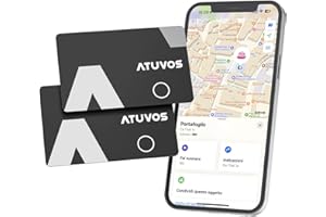 ATUVOS Air Tag Card Wallet Tracker Thin 1.6mm, Smart Tag compatibile con Apple Dov'è (solo iOS, Android non Supportato), Bluetooth Localizzatore per Valigie, Portafoglio, Borse, Bagagli, 2 Pezzo Nero