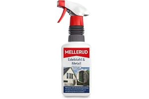 MELLERUD Rostfritt stål och metall rengöringsmedel | 1 x 0,5 l | effektiv spray mot fett, olja, fingeravtryck och mycket mer för metallytor inomhus och utomhus