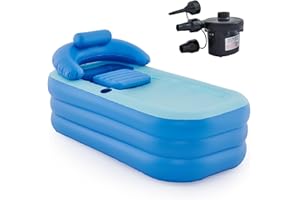 CO-Z Inflatable Portable Adult Bath Tub, Foldable Free-Standing PVC Bathtub w Electric Pump, Anti-Slippery Inflatable Pool for Adult Children Spa Bath