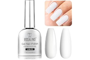 ROSALIND Semi Permanent UV Gellack, 11 ml vit UV/LED soak off gel lack för DIY manikyr