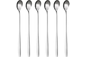 KÜCHENHELD ORIGINAL SINCE 2021 Łyżki do longdrink, do latte macchiato zestaw 6-częściowy, 22 cm długości, łyżka do lodów długa, łyżka do mieszania ze stali nierdzewnej, idealna do kawy mrożonej, koktajli, mrożonej herbaty, koktajli