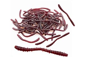 Senven Ver terre artificiel, Biomimetic Soft Silicone Ver terre Appâts Ver La Pêche Leurres Simulation Vers Rouges en plastique Vert Environnement Fort Tentation Appât Faux - Red Worm 100Pcs