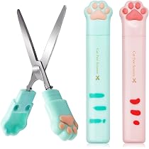 Euyehn - Ciseaux Pliables En Forme De Patte De Chat, 3 Couleurs (argent/noir/bleu), Pour Scrapbooking, Découpe Papier Et Travaux Manuels - 12