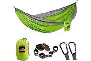 AnorTrek Camping Hammock, hamac Parachute Double ou Simple avec Deux Sangles d'arbre, hamac Portable léger pour Le Camping, la randonnée et Le Sac à Dos.