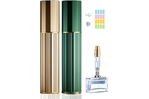 Travelofo Perfume Atomiser Travel Bottle, 10ML Refillable Spray Bottle Easy to Refill Empty Atomiser for Purse, Handbag, Pocket and Luggage (Gold & Green)