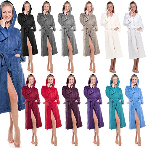 Frottee Bademantel für Damen u. Herren mit Kapuze, Baumwolle Saunamantel von aqua-textil Serie Föhr Morgenmantel - 4