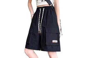 Xinor Pantaloncini Donna Cargo Pantaloni Corti Estivi Larghi Impermeabile Lunghezza Ginocchio Vita Alta Bermuda con Tasche