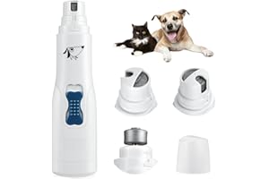 Brifit Dog Nail Grinder, Dog Electric Nail File Grinders, Ultra Quiet Paws Electric Nail Grinder Grooming Kit, Professional Pet Nail Trimmer for Dogs, Cats, Pet and Other Medium & Small Pets