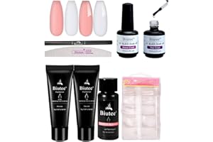 Biutee Poly Nail Unghie Gel Kit, 2*15g Kit Gel Ricostruzione Unghie con Builder Nail Gel Acrigel per Unghie Kit Ricostruzione Unghie, Trasparente e Rosa