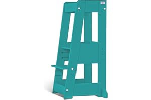 tiSsi Lernturm Felix, Entdeckerturm Montessori Learningtower Buche Petrol