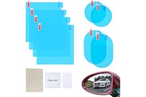 FADWONS 8 Pack Car Rearview Mirror Film, Car Mirror Film Anti-Fog Glare Rainproof, Waterproof Nano Coating Films for Side Mirrors and Windows, for Safe Driving in Rainy Conditions, Installation Kit Included