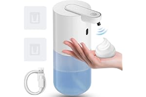 Ruucy Dispenser Sapone Automatico Schiuma, Distributore Automatico Sapone Con Sensore Infrarossi, Ricaricabile USB, Ipx5 Impermeabile, Erogatore Sapone Schiuma Muro per Cucina, Bagno