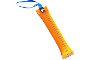 Bull Fit Boudin À Mordre Jouet pour Chien, 30 cm, 1 Anse, en Tuyaux De Lance À Incendie - Dummy Rouleau d'apprentissage Flottant - Robuste Boudin Mordant Chien, Orange