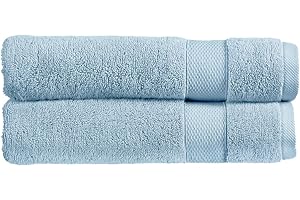 Christy Refresh Blue Hand Towels | Set of 2 | Quick Dry | Gentle Pastel Tones | Soft Plush Bathroom Towels | Absorbent Shower Towels | 100% Cotton 550GSM | Faded Denim