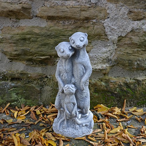 Lustige Erdmännchen Familie aus Steinguss, frostfest - 3