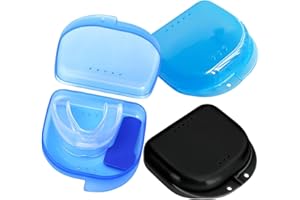 CUTIOLLY Gebissdose Zahnprothesendose,2PCS Zahnspangendose,Gebissdose,Spangendose,Prothesendose,Gebissdose Schwarz,Prothesendose Reise,mit Luftloch,für Prothesen,Zahnspangen,Mundschutz,Hellblau und Schwarz