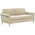 Vesgantti Fabric 2 Seater Sofa, 164cm Loveseat Sofa with Bilateral Pocket Storage, Upholstered Couch Perfect for Living Room, Bedroom, Office, Small Space, Tool-free Assembly, 164L*76D*85Hcm, Beige