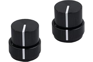 Guyker Guitar Aluminum Dual Concentric Control Knobs - Kopuła Volume Tone Stacked Knob Replacement for Electric Guitar or Bass (czarna, 2 sztuki)