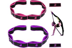 KEWUF 2 Pcs Banda elástica de Gimnasia para niños, Correa de Estiramiento con bucles, Bandas de Resistencia para Entrenadores en Entrenamiento de Gimnasia, Yoga, latín - Multicolor