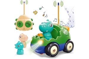 REMOKING Remote Control Car for Toddlers, Dinosaur Toys RC Car with Music & Lights, Birthday Gift for Boys & Girls Age 2-4