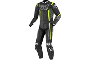 Berik Zakura 2-Teiler Motorrad Lederkombi, schwarz/grau/gelb, 52