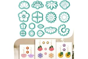 beinkmake 16Pcs Mini Flower Polymer Clay Cutters Daisy Rose Clay Earrings Cutters Cute Polymer Jewelry Cutter for Earrings Making Birthday Party DIY Supplies