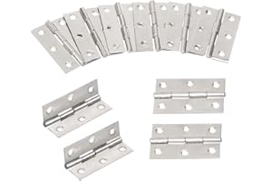 JUIBAO 10 Pieces Stainless Steel Folding Butt Hinges, Hinges for Window, Cabinets, Closet, Wooden Boxes
