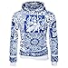 Produktbild JYJM Herren Retro Promi Wind Pullover Herren Casual Langarm Shirt Herren Blau und Weiß Porzellan Print Shirt Herren Pullover mit Kapuze Männer mit Kapuze Herren Shorts Kurzes Hemd Herrenmode Hemd