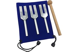 AUTUUCKEE Stimmgabel-Set aus Samttasche, Holz, für Hammer, Aluminiumlegierung, leicht, Blau, Schwarz, 3 Stück