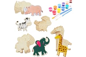 YIEUR Set di 20 pezzi per il fai da te con animali in legno, per il compleanno dei bambini, per il fai da te, per bambini, per l'artigianato e la decorazione di matrimoni (animale)