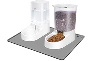 Marchul Automatyczny karmnik dla psów i kotów z dozownikiem wody, 2 w 1, 3,8 l, miska na wodę dla zwierząt domowych, do wielokrotnego karmienia (podajnik + podlewacz + mata)