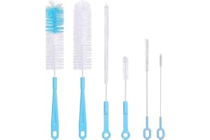 YFPOPONE 6 PCS Bottle Cleaner Brush,Sky Blue Straw Cleaner Brush Extra Long Baby Bottle Brush Pipe Cleaners,Hangable Cleaning Brush for Water Bottles Glasses Milk Bottles and Tube Lids