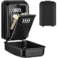 MAKINGTEC Key Lock Box, Key Safe Box Outdoor Waterproof Wall Mounted Security Large Keysafe with 4 Digit Resettable Combination Key Storage Box Zinc Alloy Key Cabinet for Home Garage School, Black