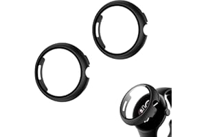 HUATEEN 2-Pack Black Protective Case Watch 45mm with 9H Tempered Glass Screen Protector | Premium PC Bumper Cover & HD Touch Sensitivity