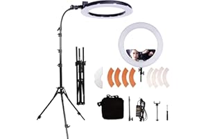 GSKAIWEN Lampada ad Anello LED 65W 18 Pollici Trucco con Specchio per Sopracciglio Luce per Tatuaggio, Bellezza, Estensione delle Ciglia, Illuminazione Fotografia Studio con Treppiede Supporto per
