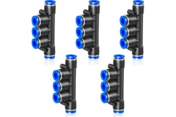 ERGAOBOY 5pcs 8mm tube de carte diamètre extérieur connexion Push in 5 voies en plastique à libération rapide manifold Connecteur de manchon de carte